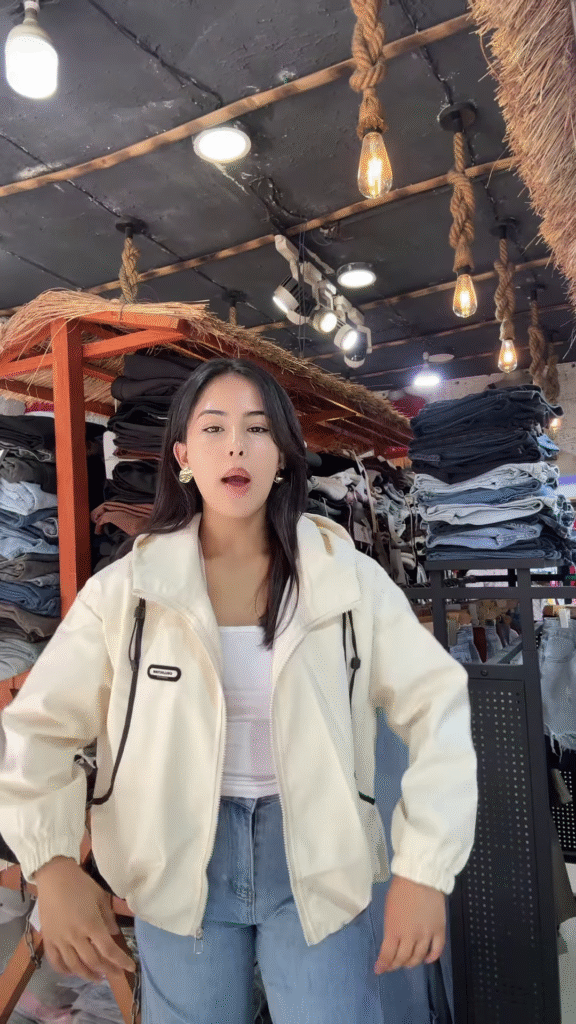 Women's Casual Zip-Up Jackets 🧥✨ – Yellow, White & Maroon Variants Styled in Rustic Store Setting - Photo 3