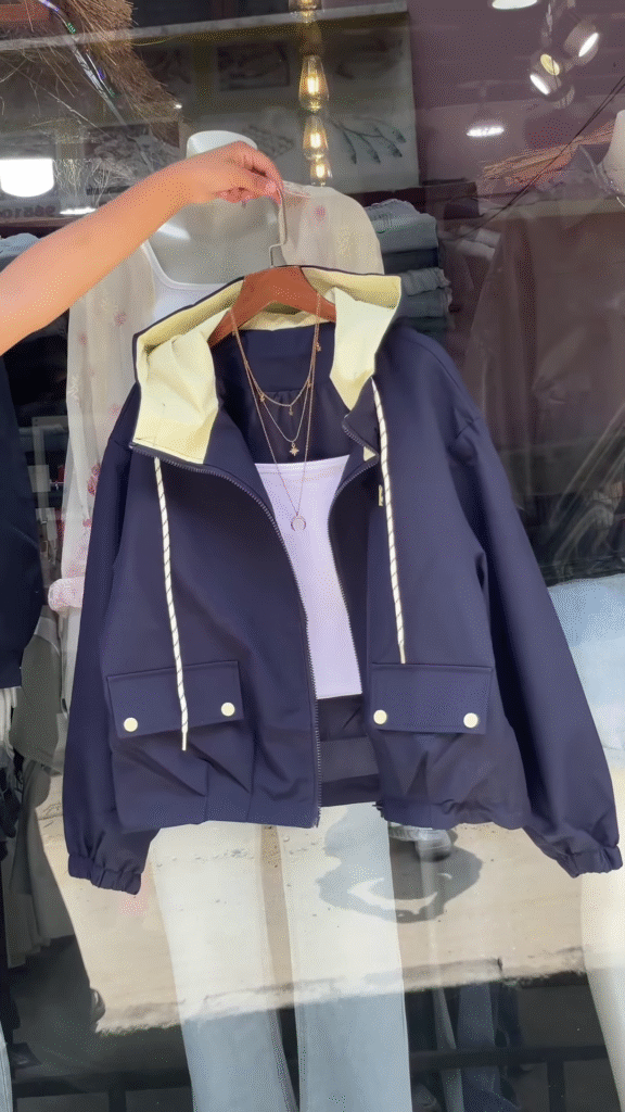 Contrast-Hood Zip-Up Jackets 🧥🎨 – Navy, Red & White Variants with Layered Styling - Photo 2
