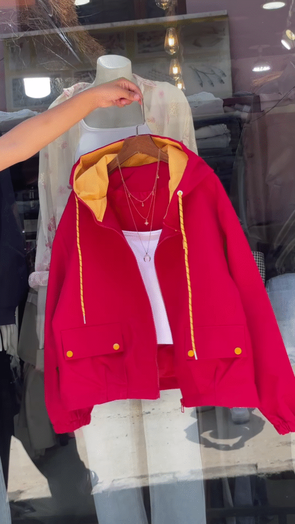 Contrast-Hood Zip-Up Jackets 🧥🎨 – Navy, Red & White Variants with Layered Styling - Photo 3
