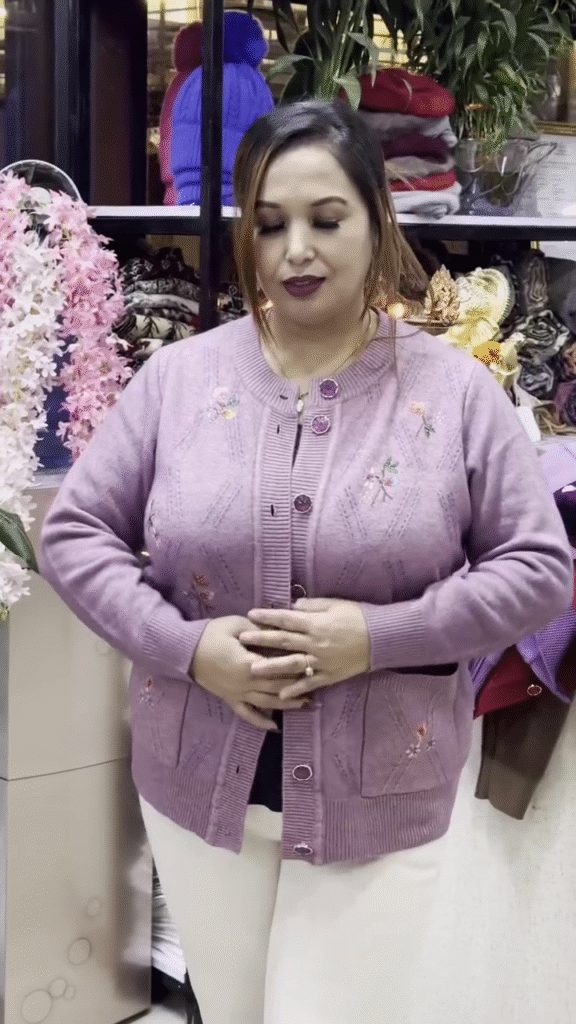 Floral Embroidered Knit Cardigans 🌸🧥 – Available in Beige, Red & Lavender Variants with Pocket & Button Detailing - Photo 3