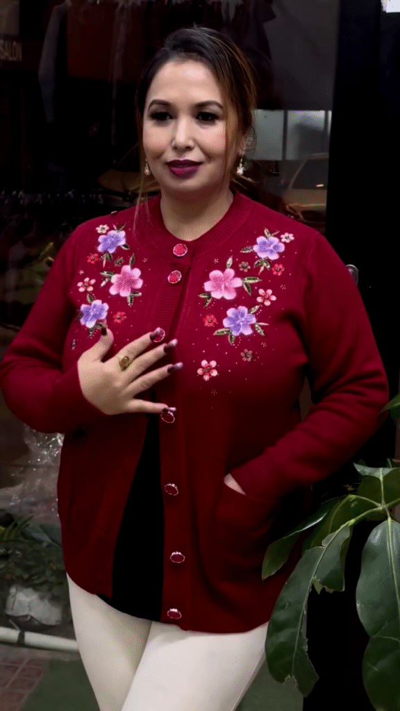 Floral Embroidered Button-Up Cardigans 🌸🧥 – Available in 10 Vibrant Colors with Pocket & Textured Detailing - Photo 2