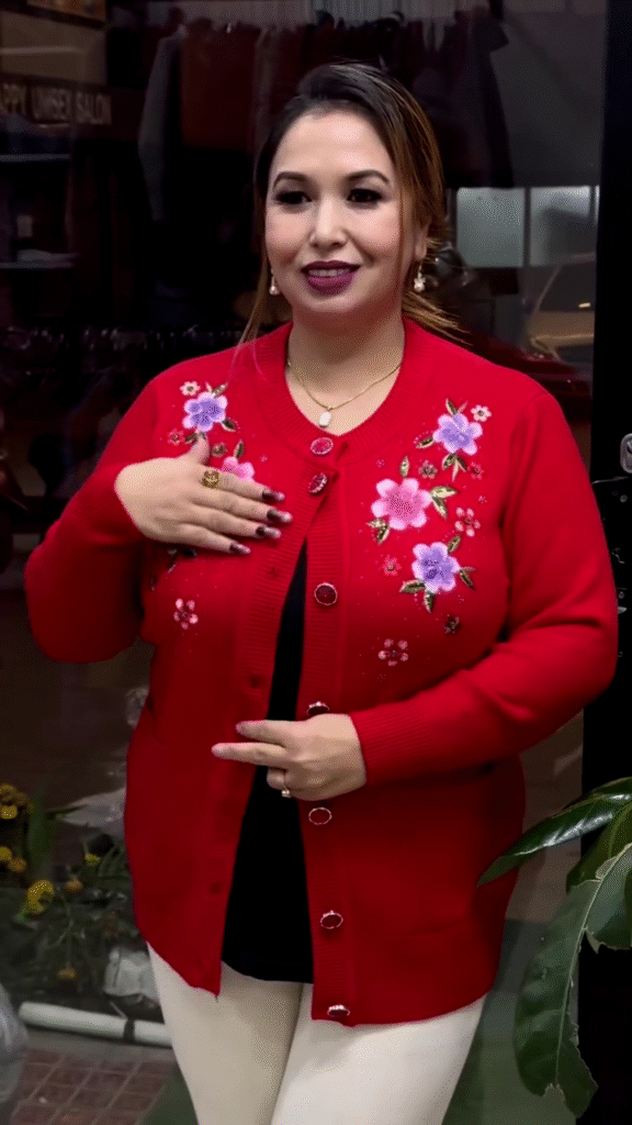 Floral Embroidered Button-Up Cardigans 🌸🧥 – Available in 10 Vibrant Colors with Pocket & Textured Detailing - Photo 6