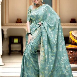 Sky Color Banarasi Jacquard Zari Weaving Saree