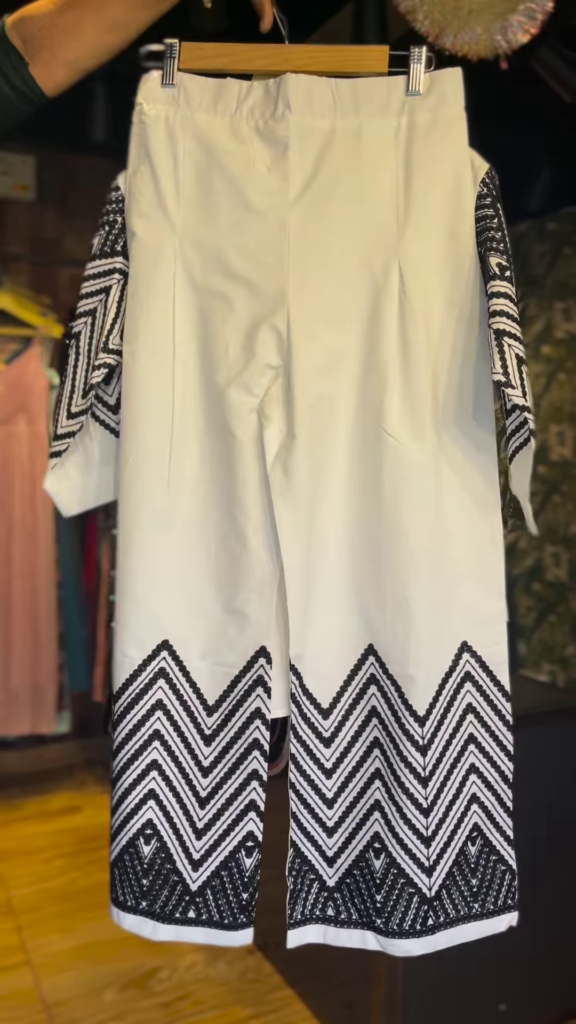 Girls’ Monochrome Zig-Zag Co-ord Set – Sequin Detail Top & Wide-Leg Pants | Party-Ready Look - Photo 2