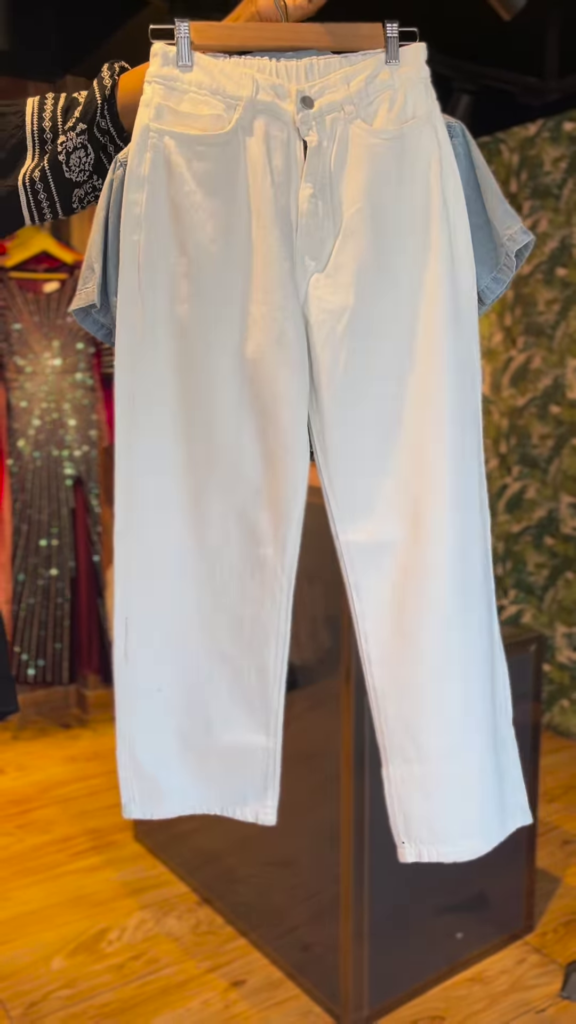 Girls’ Denim Chic Co-ord Set with Rhinestone Shirt & White Wide-Leg Pants | Summer Cool Look - Photo 2