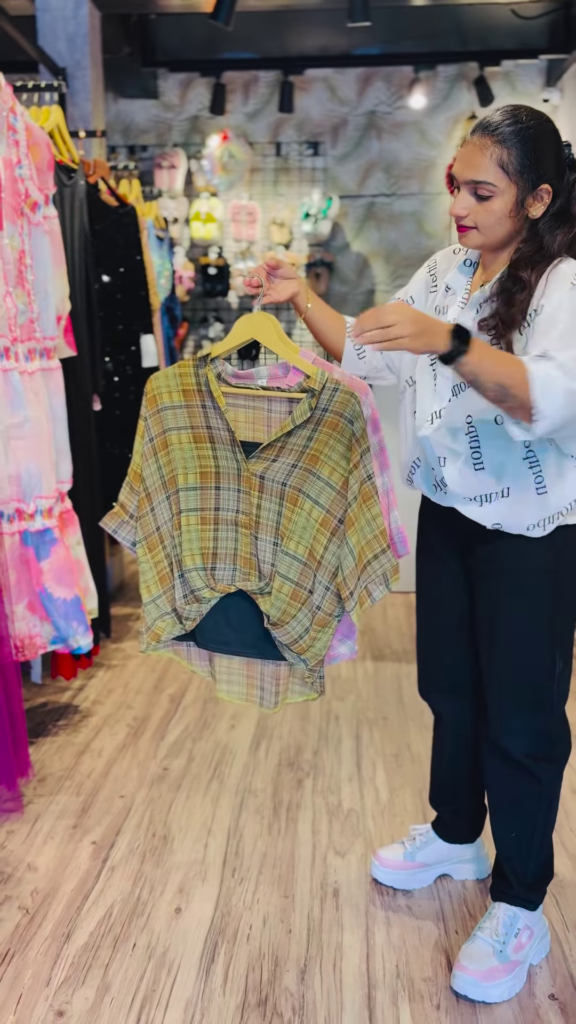 10-Color Drop: Plaid Knot-Front Shirt with Inner - Photo 11