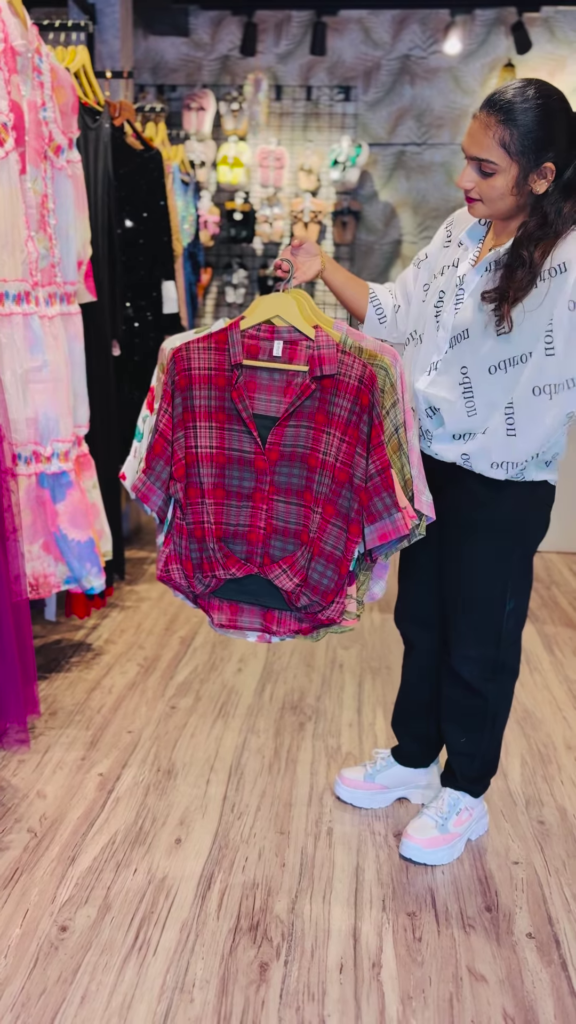 10-Color Drop: Plaid Knot-Front Shirt with Inner - Photo 8