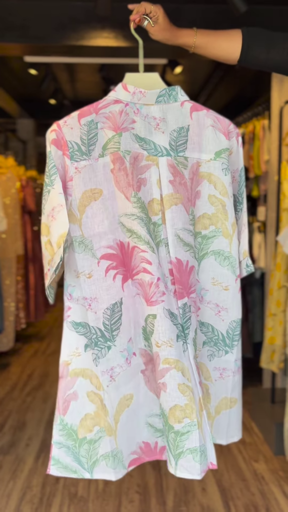 Tropical Floral Print Sheer Button-Down Shirt with Inner Camisole – Lightweight Summer Layered Top for Women - Photo 2