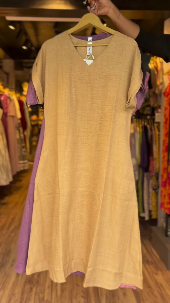 Women’s Solid Color Linen-Blend A-Line Dress with V-Neck – Casual Summer Short Sleeve Midi Dress in 5 Colors - Photo 4