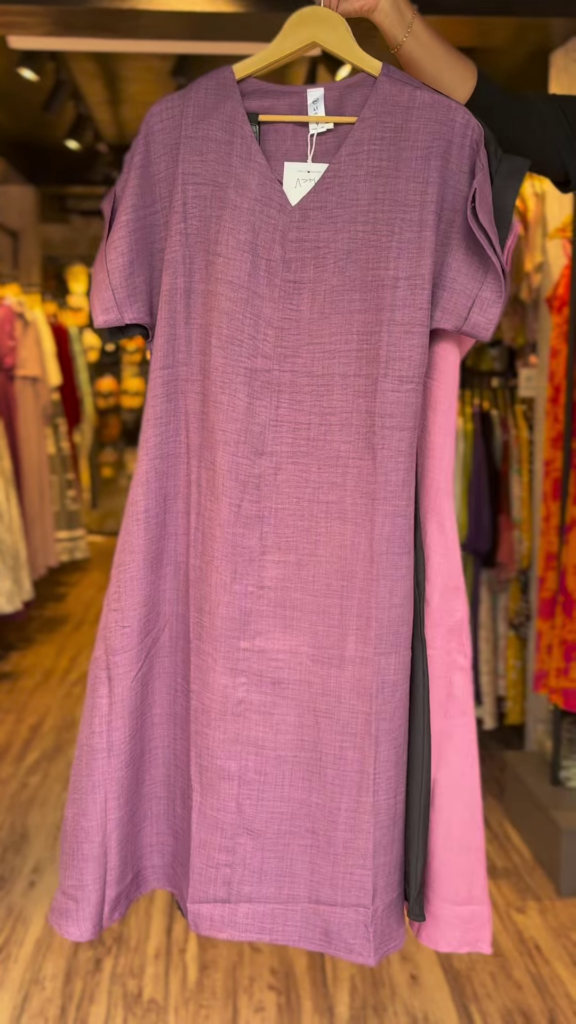 Women’s Solid Color Linen-Blend A-Line Dress with V-Neck – Casual Summer Short Sleeve Midi Dress in 5 Colors - Photo 5