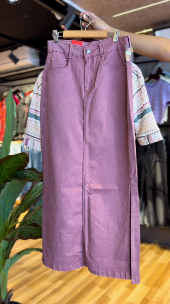 Trendy Multicolor Crochet-Style Shirt with White Ribbed Top and Mauve Pencil Skirt – Casual Co-Ord Set for Women - Photo 2