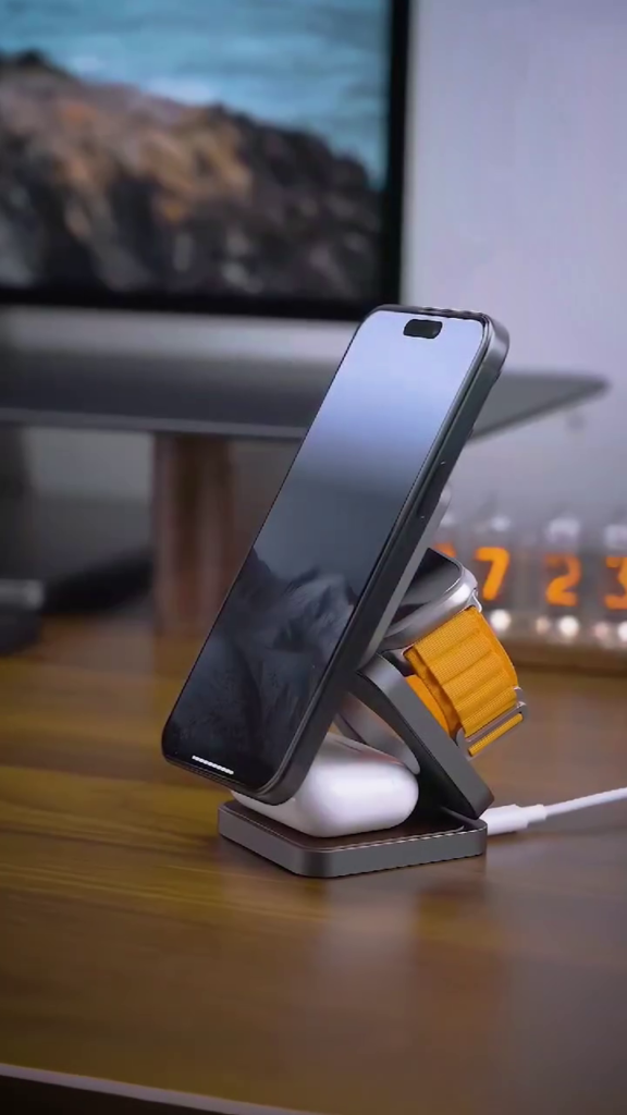 3-in-1 Foldable Magnetic Wireless Charging Station – Compact Fast Charger for Phone, Watch & Earbuds - Photo 2