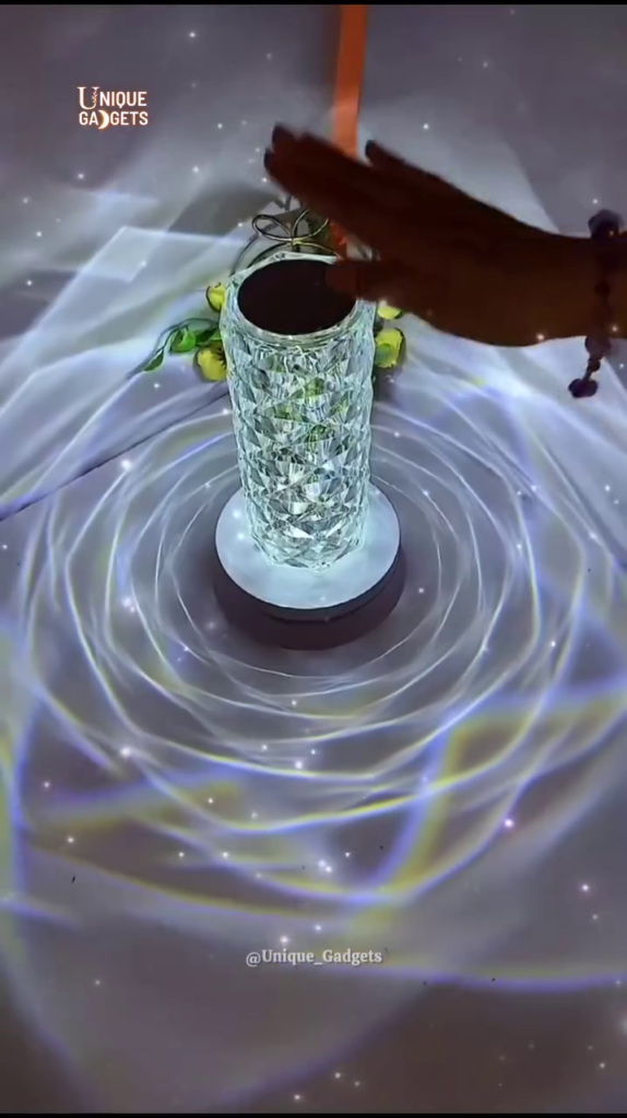 "Luxury Crystal LED Water Ripple Projector Lamp - Calming Home Ambiance Light with Stunning Wave Effects" - Photo 2