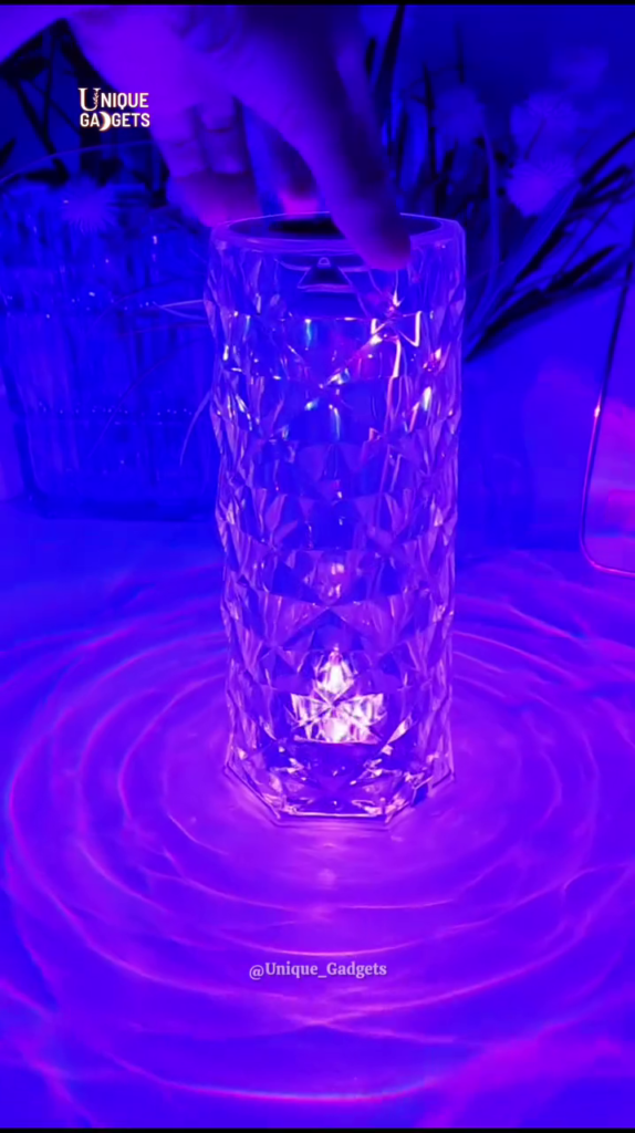 "Luxury Crystal LED Water Ripple Projector Lamp - Calming Home Ambiance Light with Stunning Wave Effects" - Photo 3