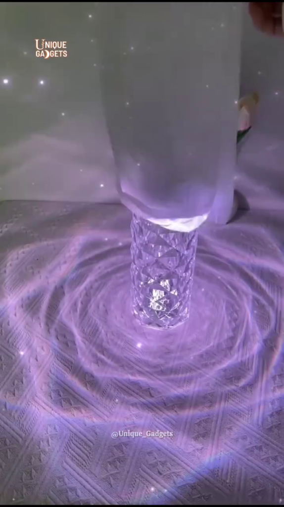"Luxury Crystal LED Water Ripple Projector Lamp - Calming Home Ambiance Light with Stunning Wave Effects" - Photo 6