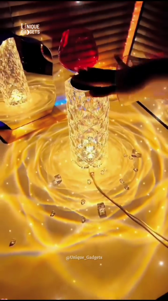 "Luxury Crystal LED Water Ripple Projector Lamp - Calming Home Ambiance Light with Stunning Wave Effects" - Photo 5