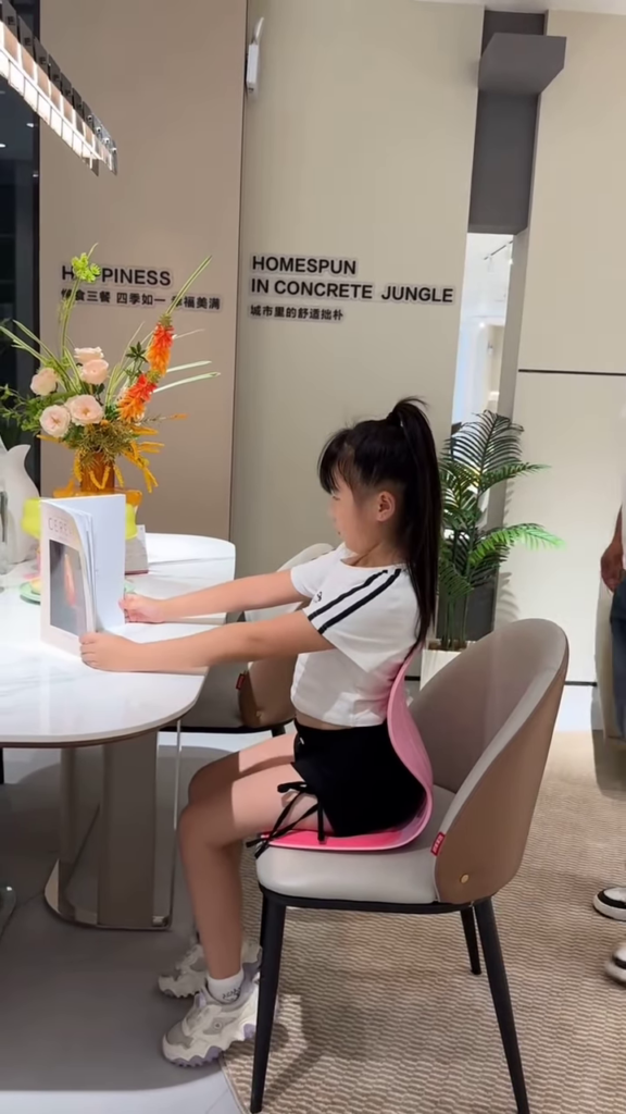 Ergonomic Children's Posture Booster Seat: Pink Adjustable Study Cushion for Proper Sitting Position - Photo 3