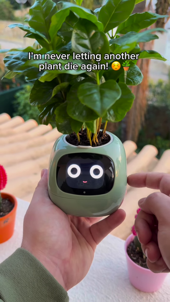 Smart Self-Care Planter – Digital Pot with Built-In Clock, Weather & Plant Health Display - Photo 1