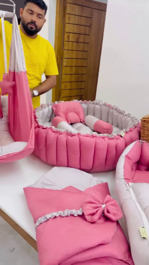 Coordinated Baby Lounger, Sleeping Bag, and Hanging Cradle Set - Soft and Comfortable for Infants - Photo 3