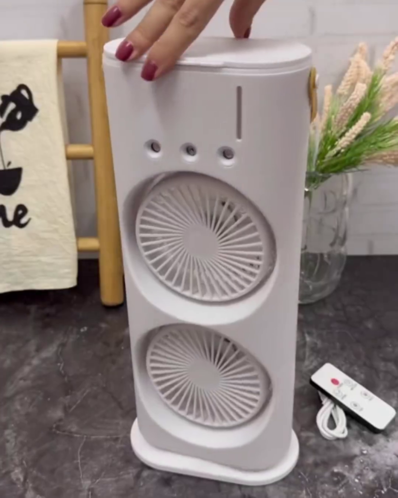 Portable Dual-Fan Personal Air Conditioner with Mist Spray and LED Lights - Photo 1