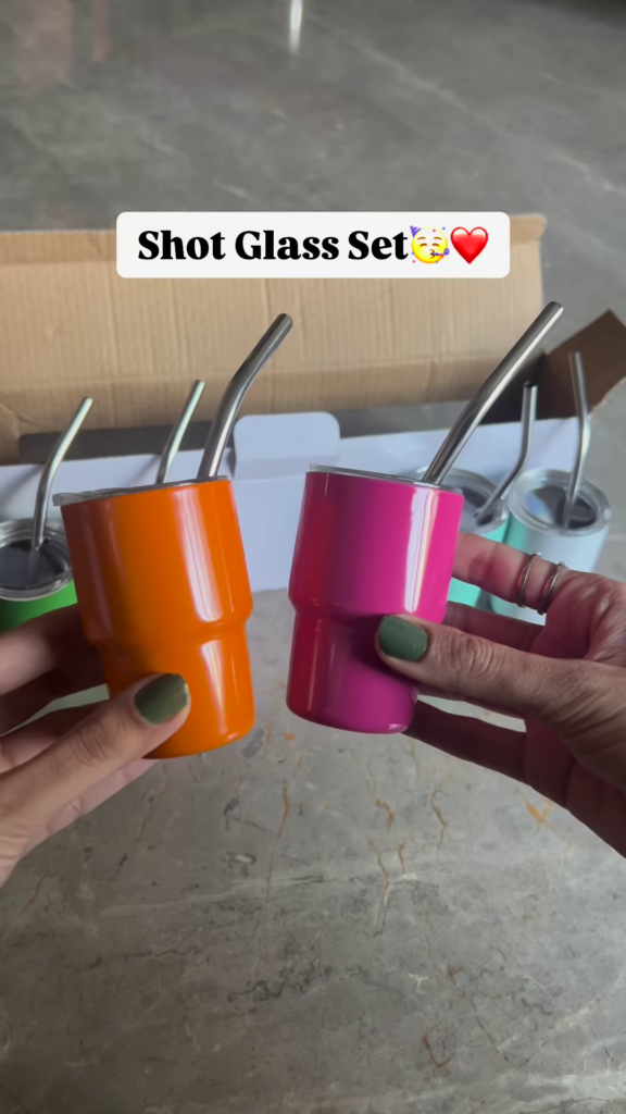 Colorful Mini Stainless Steel Tumbler Shot Glass Set with Straws and Lids - Photo 2