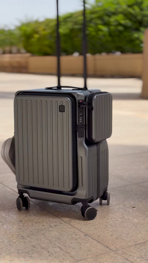 Expandable Carry-On Suitcase with Detachable Compartment and Spinner Wheels - Photo 1
