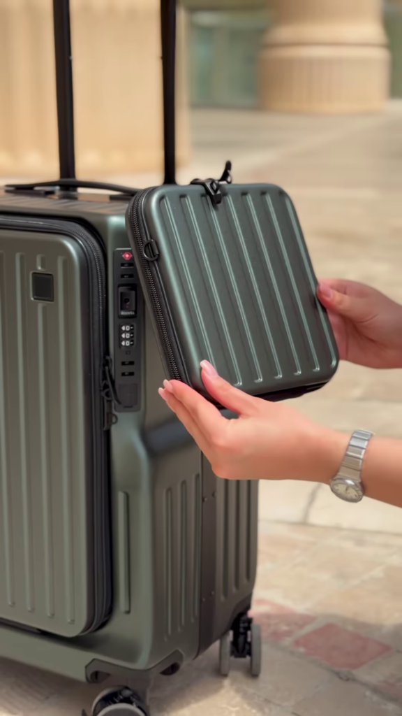 Expandable Carry-On Suitcase with Detachable Compartment and Spinner Wheels - Photo 4