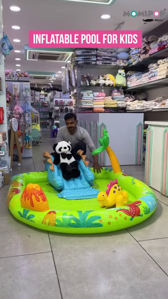 Kids' Inflatable Play Pool with Slide and Fun Animal Graphics - Photo 1