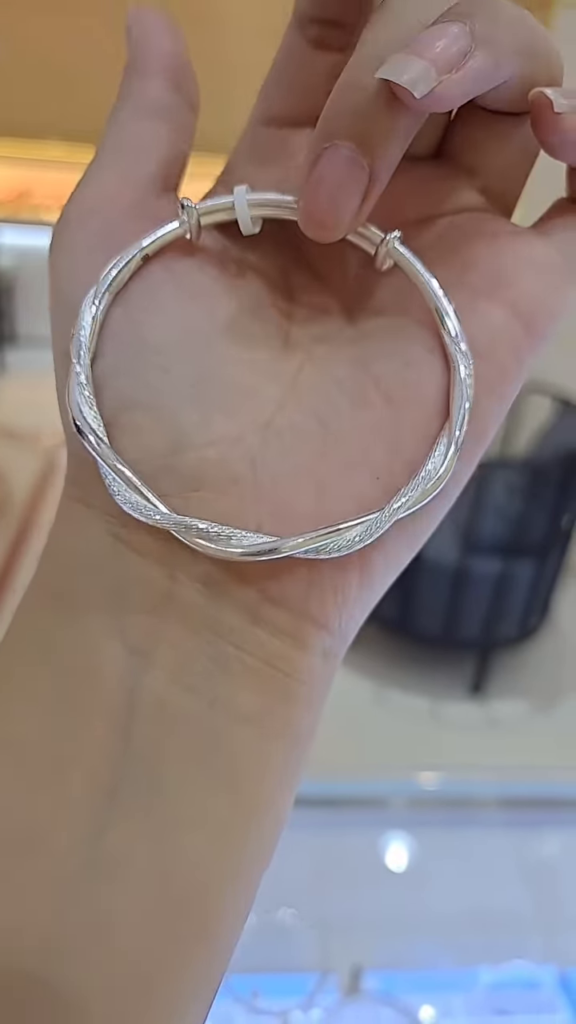 Elegant Twisted Sterling Silver Adjustable Bangle Bracelet - Photo 2