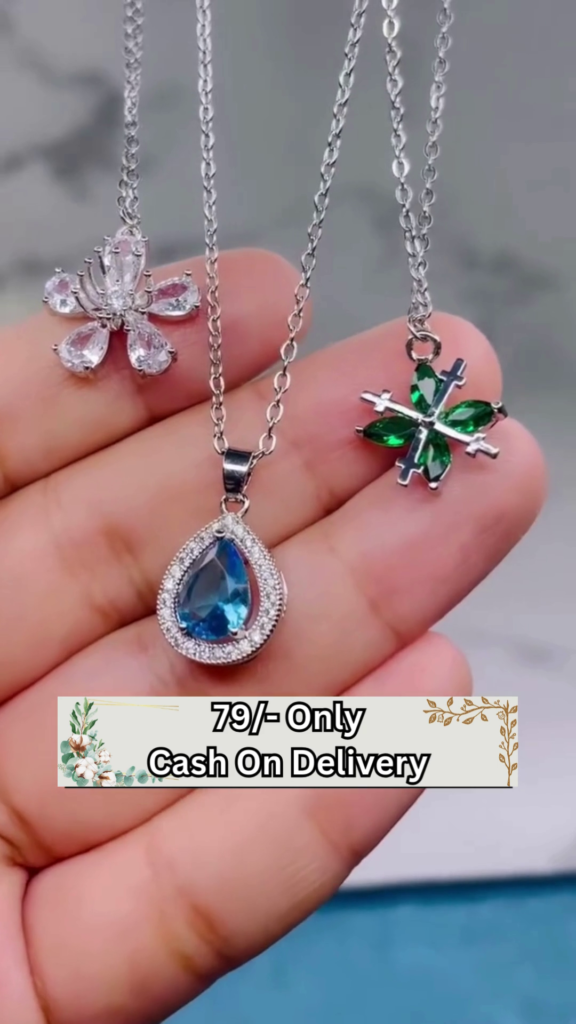 Elegant Sterling Silver Pear-Shaped Blue Gemstone Pendant Necklace with Crystal Halo - Photo 1