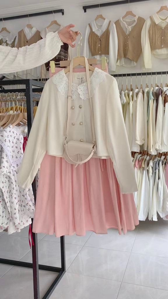 Charming Women's Embroidered Blouse and Layered Tulle Skirt Outfit with Crossbody Bag - Photo 7