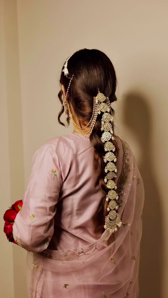 Elegant Bridal Hair Accessory (Matha Patti/Jhoomar) with Intricate Gold-Toned and Pearl Detailing - Photo 2