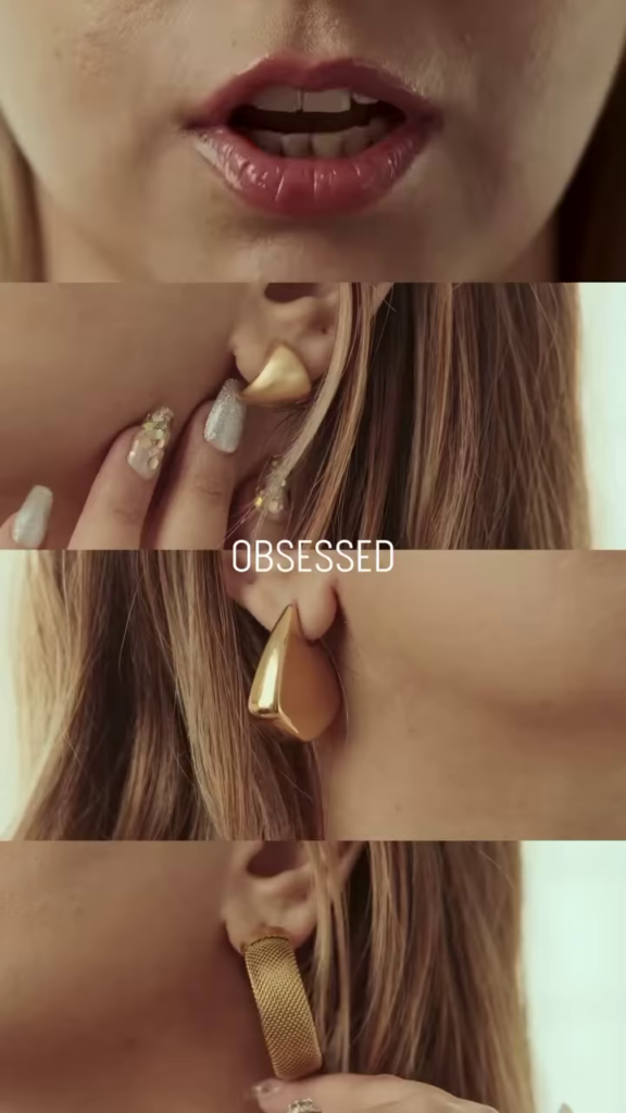 Close-Up of Stylish Gold-Toned Earrings: Teardrop, Stud, and Mesh Hoop - Photo 1