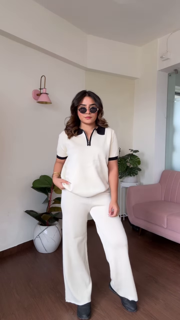 Casual Chic Women's Light Brown Knit Lounge Set with Wide-Leg Pants - Photo 2
