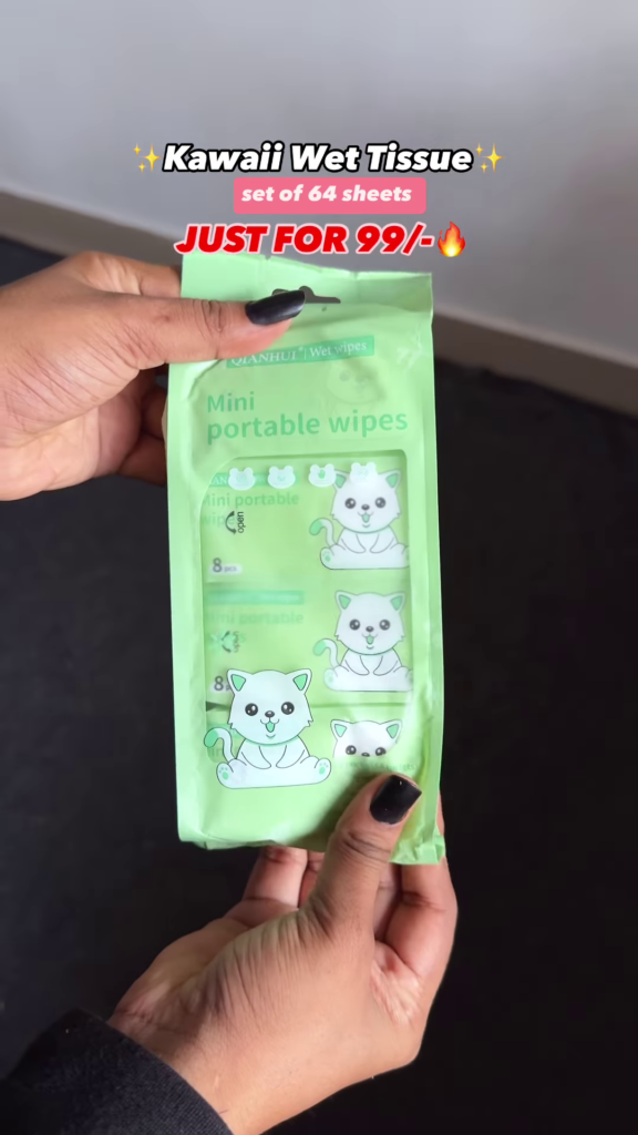 Kawaii Mini Portable Wet Wipes - Set of 64 Sheets for ₹99 - Photo 2