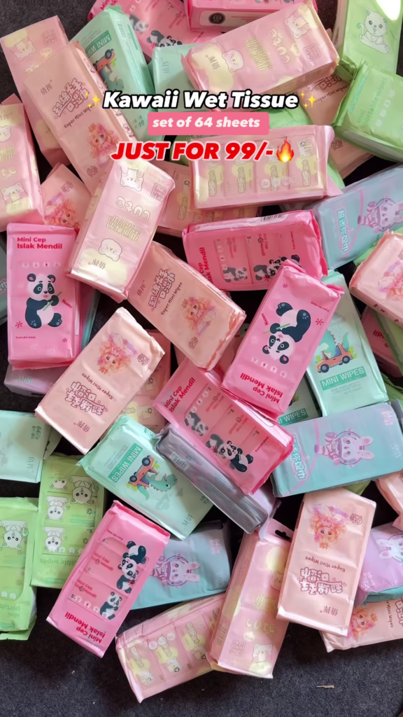 Kawaii Mini Portable Wet Wipes - Set of 64 Sheets for ₹99 - Photo 1