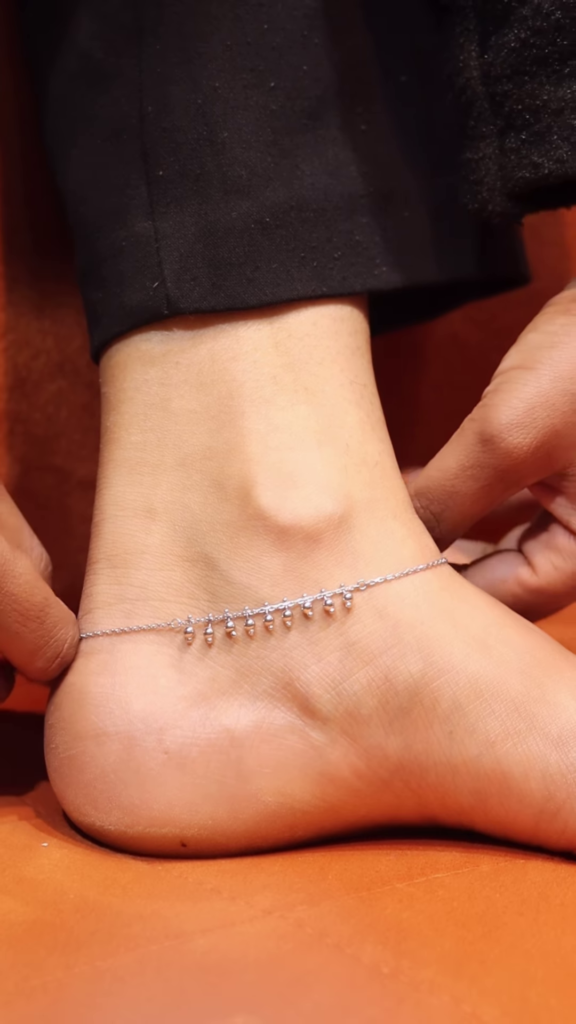 Delicate Sterling Silver Anklet with Bell Charms for Women - Photo 2