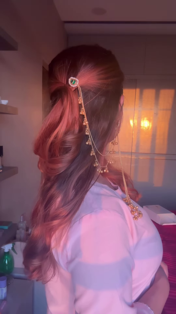 Elegant Gold-Toned Ear Chains (Kaan Chains/Mattals) with Gemstones and Jhumka Details - Photo 2