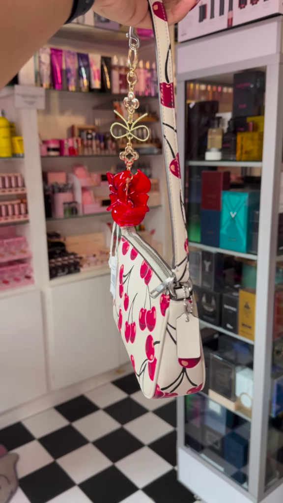 Wristlet with Cherry Print and Red Flower Charm - Photo 2