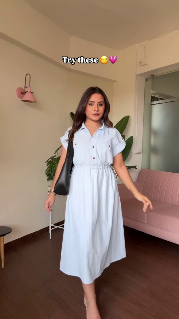 Versatile White Button-Down Midi Dress with Belt - Photo 3