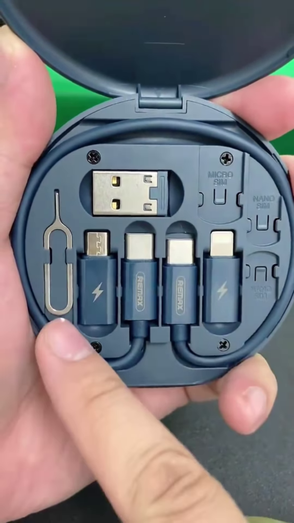 Compact Multi-Connector Charging Cable Organizer with SIM Card Storage - Photo 1