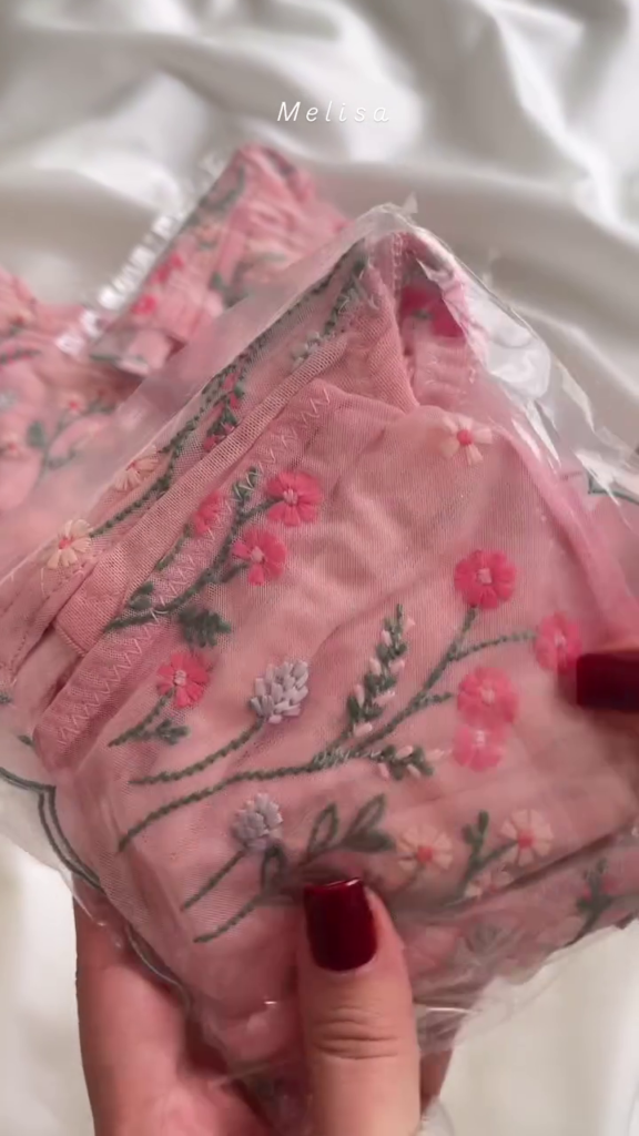 Delicate Pink Floral Embroidered Lingerie Set with Sheer Details - Photo 2