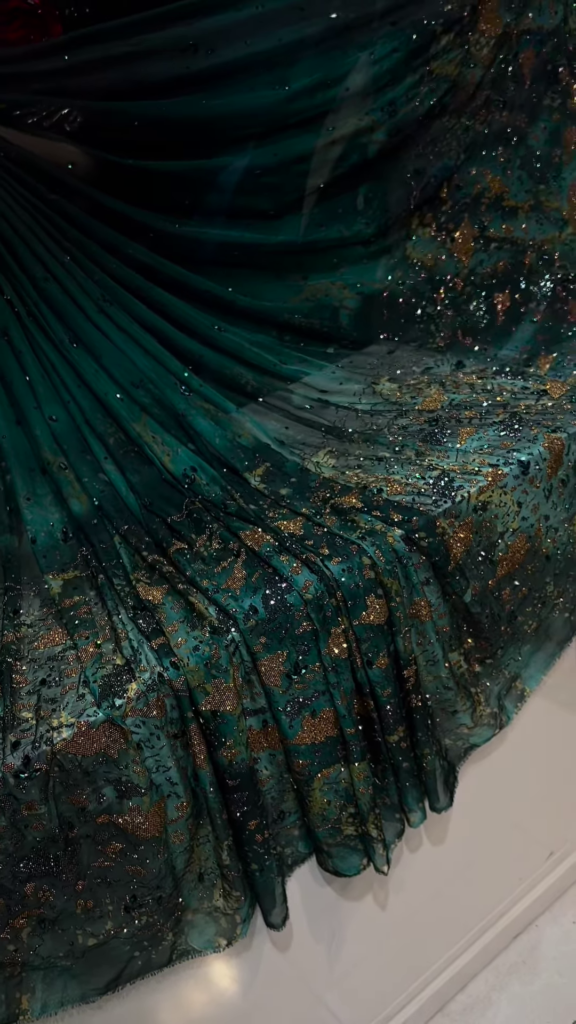 Elegant Emerald Green Ombre Saree with Embellished Border - Photo 1