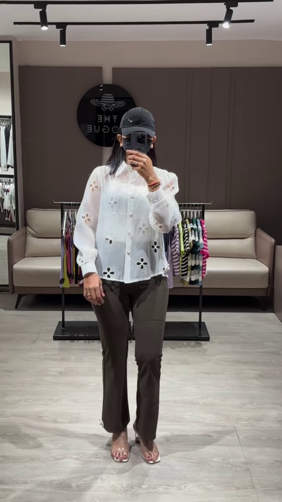 Elegant Sheer White Blouse with Ruffled Sleeves and Button-Down Front - Photo 4