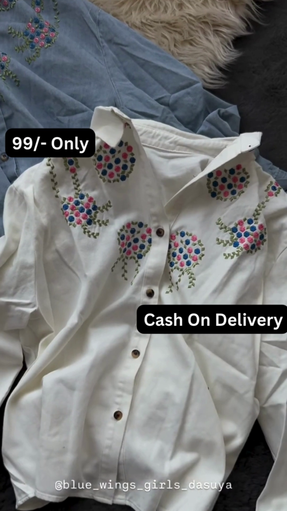 Charming White Embroidered Button-Down Shirt with Floral Motifs - Photo 1