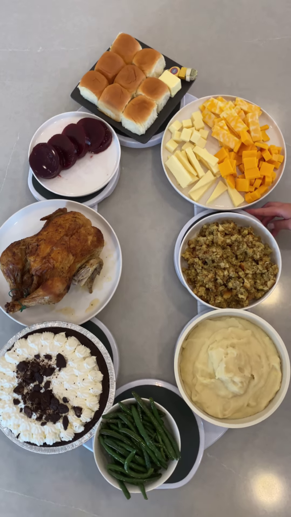 Rotating Serving Platter with Thanksgiving Dinner Food Items - Photo 1