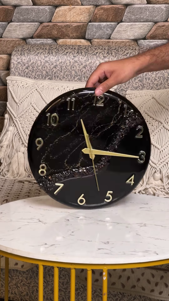 Artistic Resin Wall Clock with Abstract Color Blocking and Metallic Accents - Photo 3