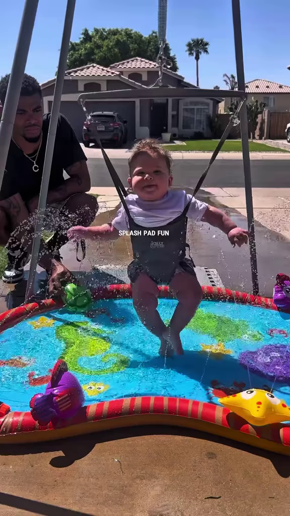 Outdoor Baby Bouncer Swing with Inflatable Water Splash Pad - Photo 2