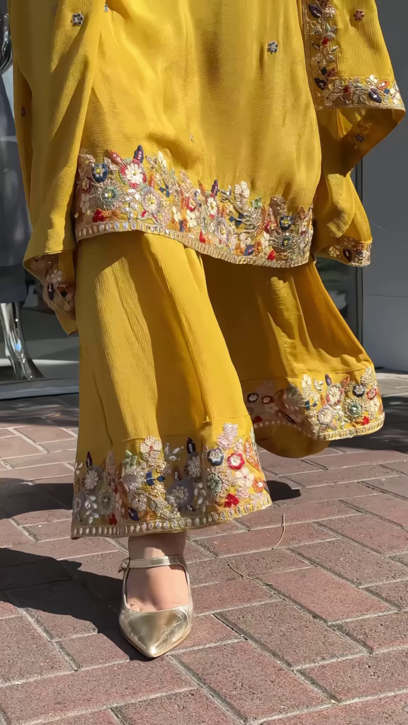 Elegant Embroidered Gharara Suit Set with Matching Dupatta - Photo 3