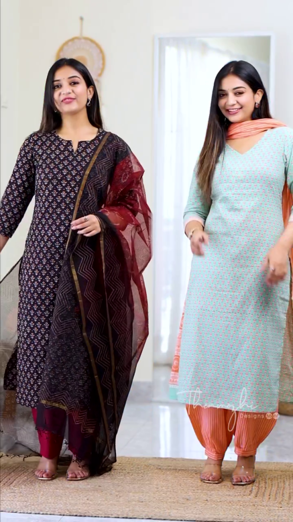 Printed Straight Kurti Set with Contrasting Bottoms and Dupatta - Photo 1